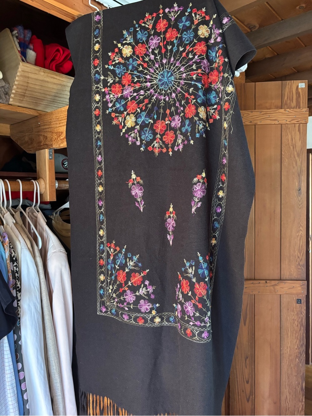 Portuguese Embroidered Floral Scarf